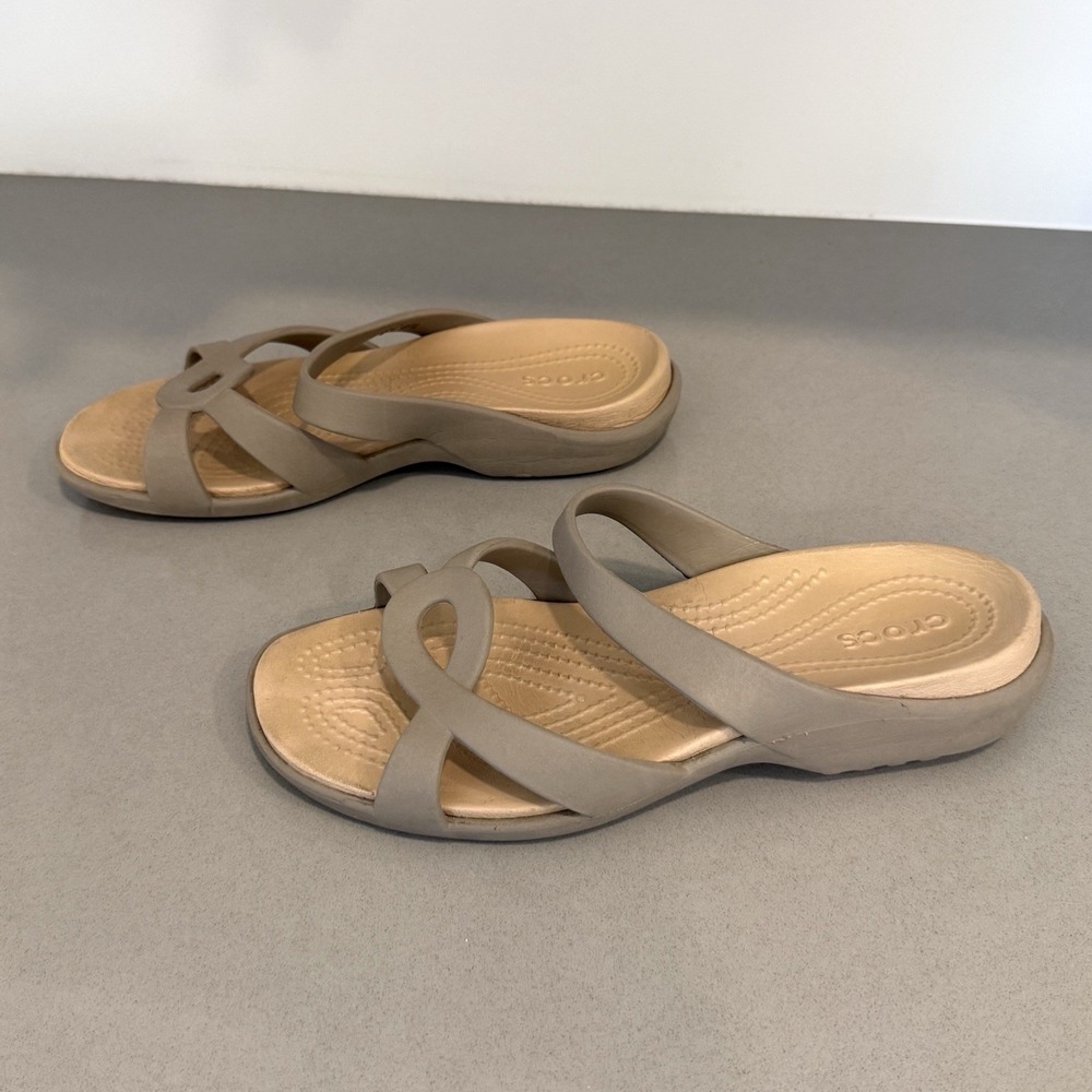 Crocs Meleen Twist Sandals Womens 7 Tan Comfort Slip On